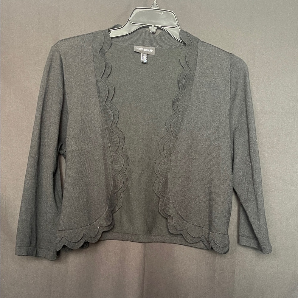 Nina Leonard Black Scalloped Cardigan/Shrug